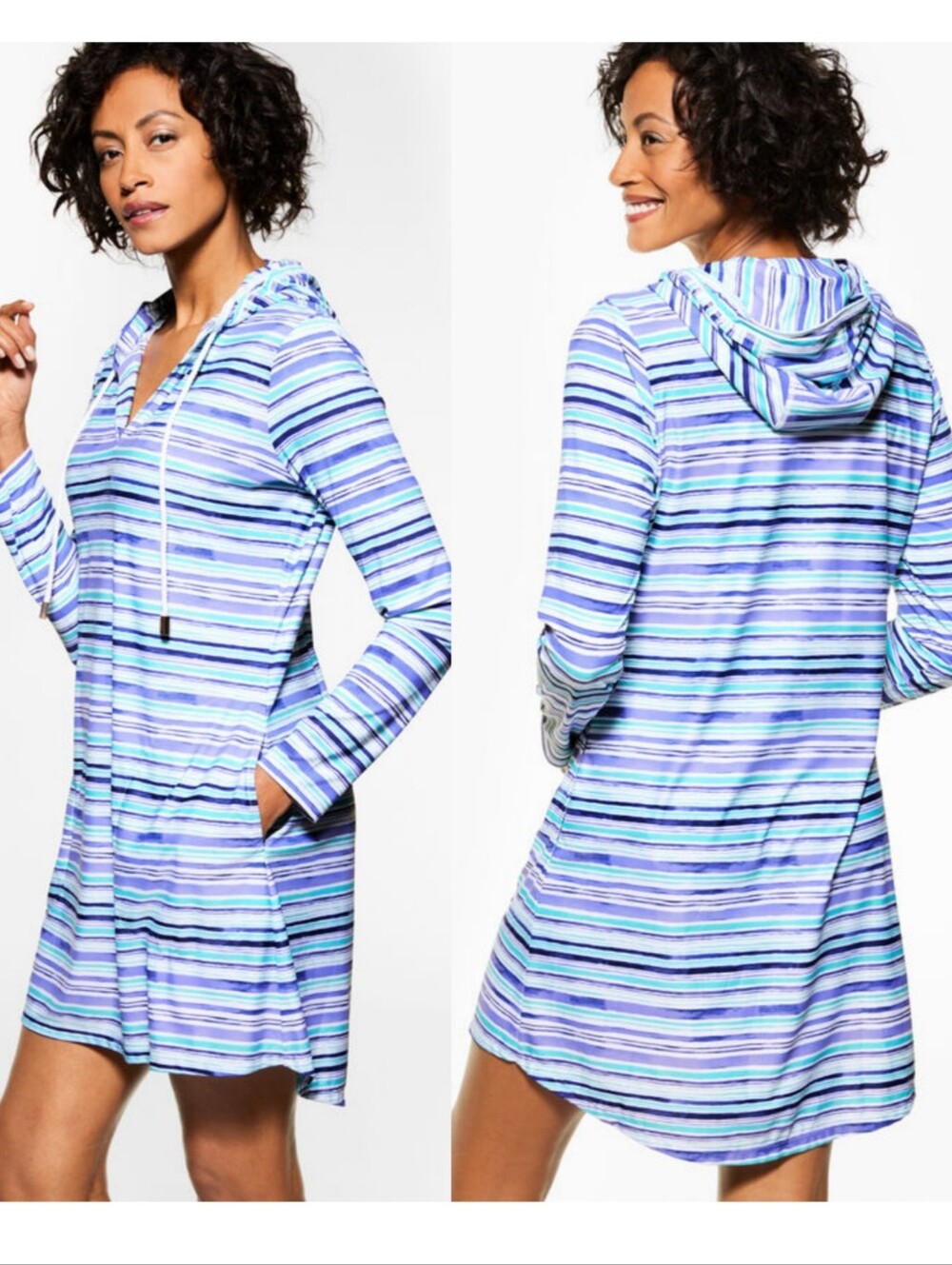 Talbots Cabana Life® Byron Bay Hooded Tunic Cover-Up UPF 50+